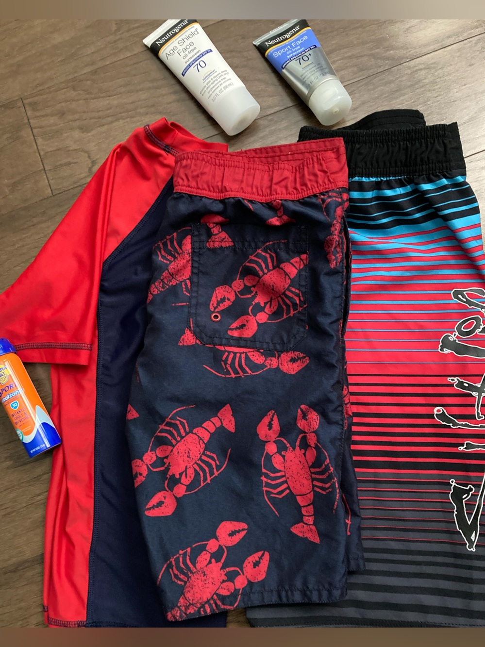 SET Board Shorts & Rash Guard Swim Trunks + RashGuard Size 10-12 Swimsuit - Picture 7 of 7
